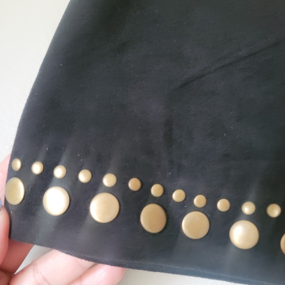 Lucky & Blessed Stud Velvet Mini Skirt in  Black Size Medium - Picture 10 of 12
